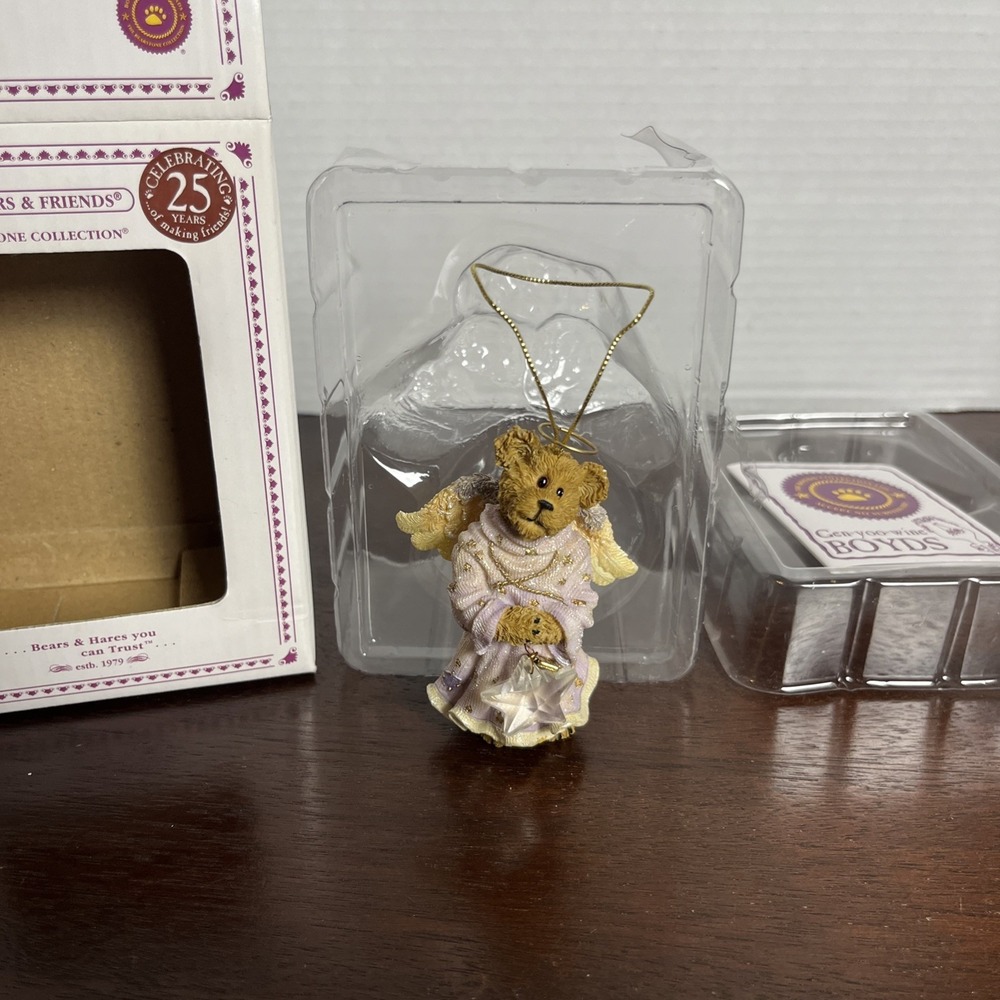 2004 Boyds Bears Sparkle Starlight 267059‎ Christmas Ornament Sparkly Angel Bear